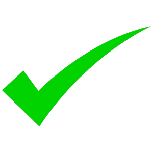 Green checkmark icon representing approval and verified renewable energy solutions.