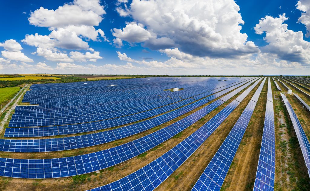 Curved layout of a solar farm, showcasing innovative land use for maximum energy generation.