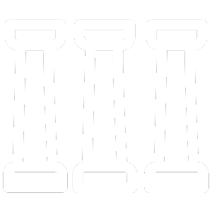 Three white pillars icon, representing strong foundations in renewable energy infrastructure.
